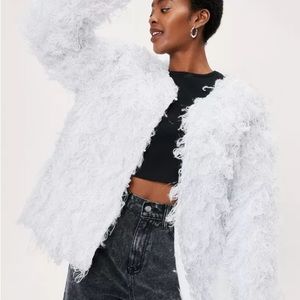 NASTY GAL White Fringe Blazer
